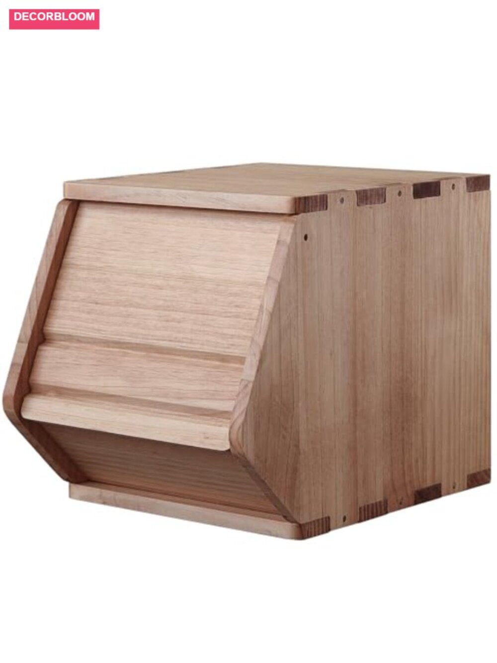 Solid Pine Wood Stackable Storage Chests Modular Bins with Lids 11.75"W